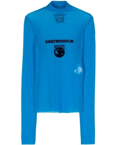 Jean Paul Gaultier X Shayne Oliver T-Shirt aus Mesh - Blau