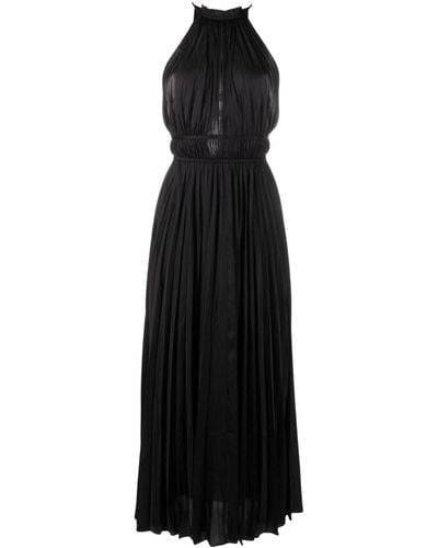 Maje Pleated Satin Maxi Dress - Black