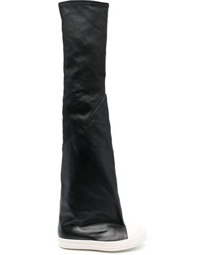 Rick Owens Oblique Thigh-high Leather Boots - White