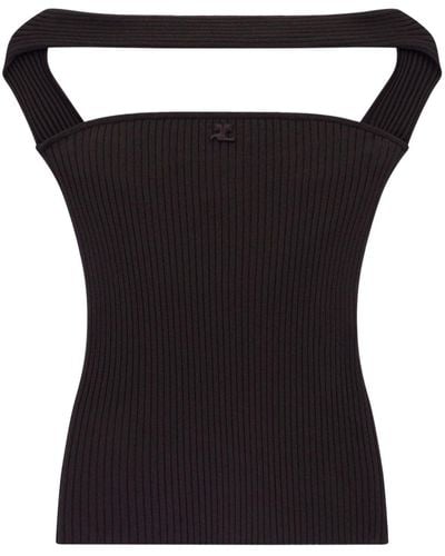 Courreges Hyperbole Ribbed-knit Top - Black