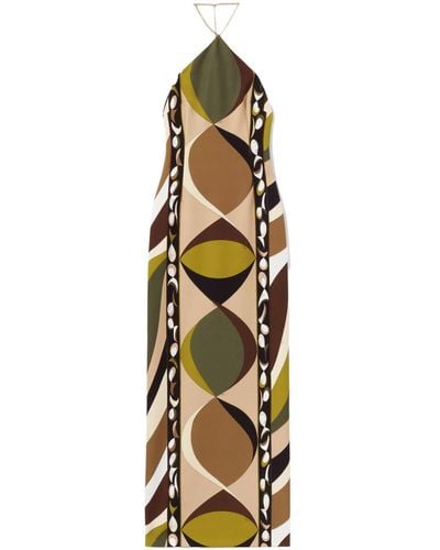 Emilio Pucci Pesci-print Halterneck Dress - Metallic