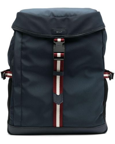 Bally Stripe-detail Buckled Backpack - Blue