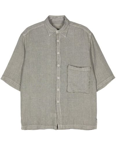 Costumein Classic-collar Linen Shirt - Grey