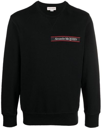 Alexander McQueen Logo Tape Long Sleeve Sweatshirt - Black