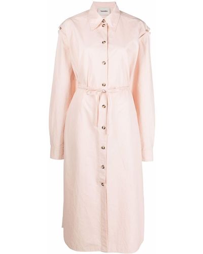 Nanushka Tied-waist Cotton Shirt Dress - Pink