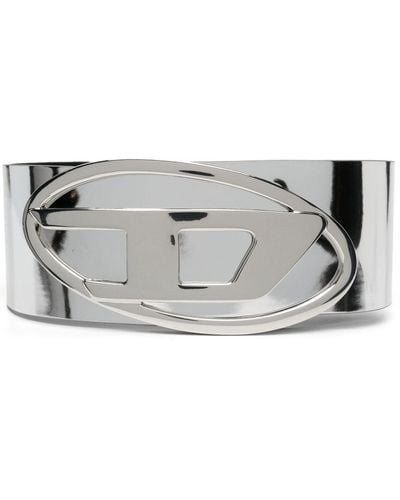 DIESEL Logo-buckle Wide Belt - Gray