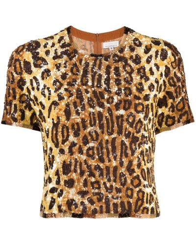 Ashish Leopard-pattern Sequined Top - Natural