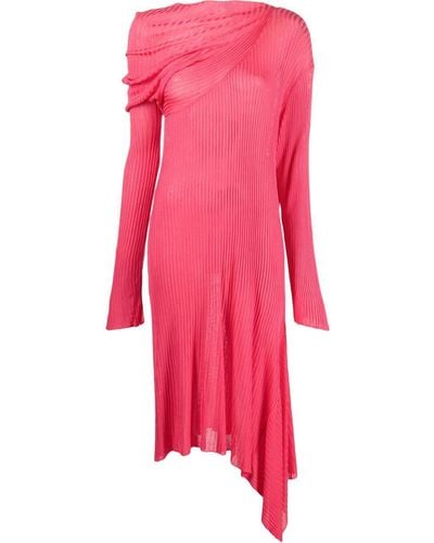 Marques'Almeida Ribbed-knit Asymmetric Dress - Pink