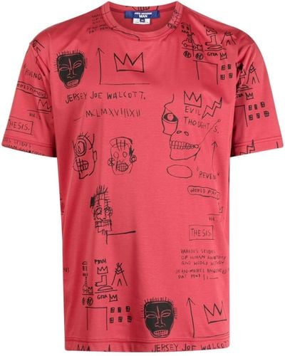Junya Watanabe T-shirt con stampa stile Basquiat - Rosso