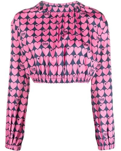 Love Moschino Heart-print Cropped Blouse - Pink