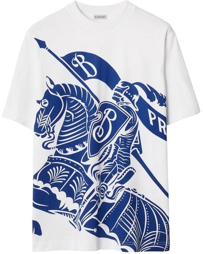 Burberry Camiseta de algodon con Equestrian Knight - Azul