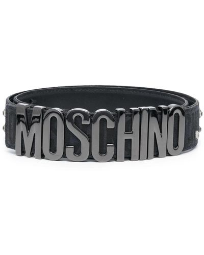 Moschino ロゴバックル レザーベルト - ブラック