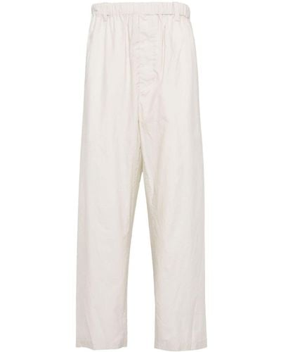 Lemaire Pantalones rectos con cintura elástica - Blanco