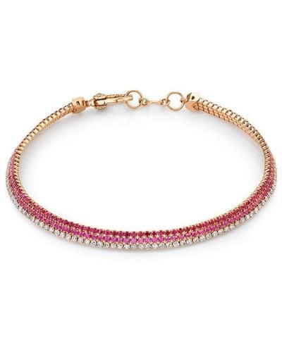 SHAY 18kt Rose Gold Triple Stack Multi-stone Bracelet - Pink