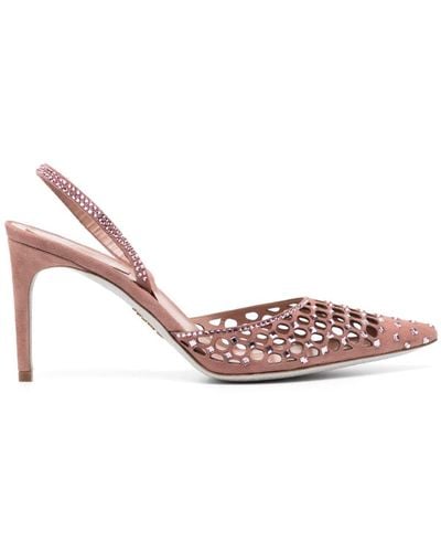 Rene Caovilla 80mm Crystal-embellished Court Shoes - Pink