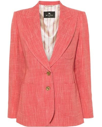 Etro Blazer en tweed à simple boutonnage - Rose