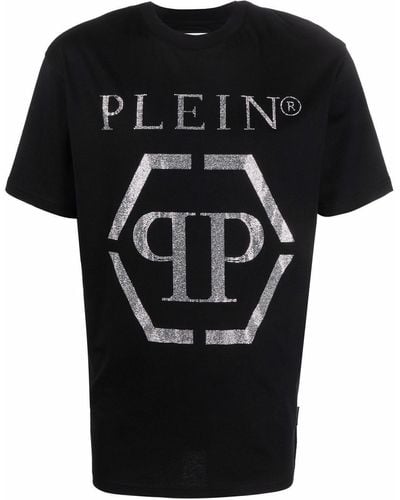 Philipp Plein T-shirt à logo strassé - Noir