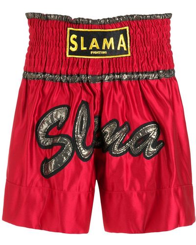 Amir Slama Shorts Met Geborduurd Logo - Rood