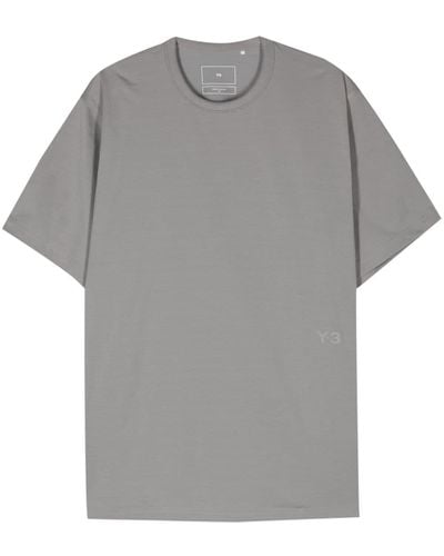 Y-3 Logo-print Cotton-blend T-shirt - Grey