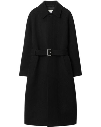 Burberry Straight-point Collar Belted-waist Coat - Black