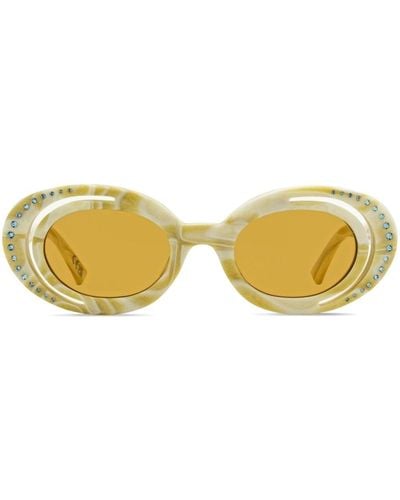 Marni Zion Canyon Oval-frame Sunglasses - Yellow