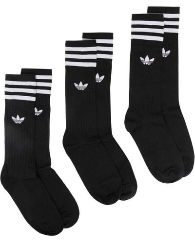 adidas Signature Three Stripe 3 Pack Socks - Black