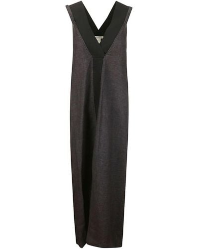 Stefano Mortari V-neck Linen Dress - Black