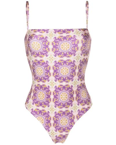 Adriana Degreas Graphic-print Square-neck Swimsuit - Pink