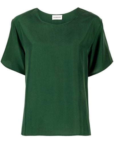 P.A.R.O.S.H. Side-slits Silk T-shirt - Green