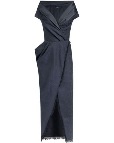 Etro Schulterfreies Kleid mit Jacquardmuster - Blau