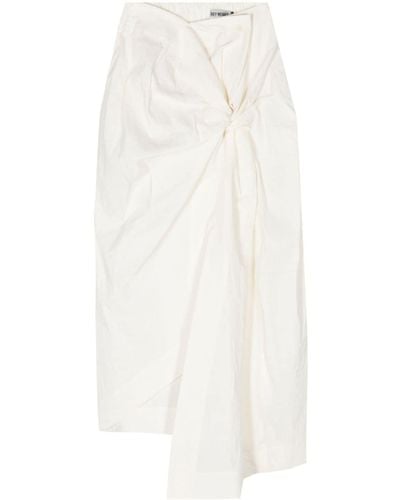 Issey Miyake Twist Asymmetric Midi Skirt - White