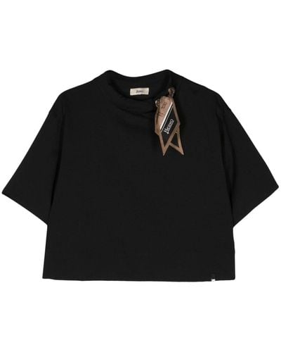 Herno T-shirt à détail de foulard - Noir