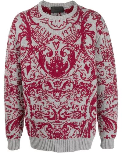 Philipp Plein Intarsia-knit Design Sweater - Red