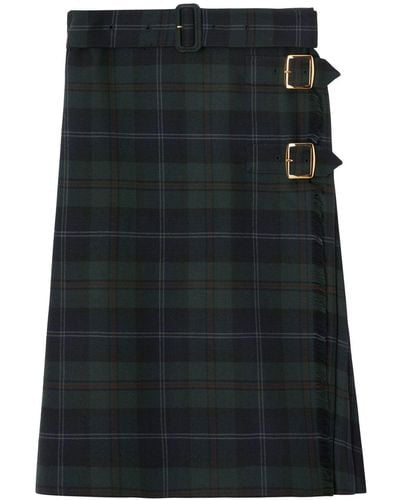Burberry Side Buckle-fastening Tartan Skirt - Black