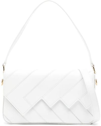 Missoni Flap Wave Leather Shoulder Bag - White