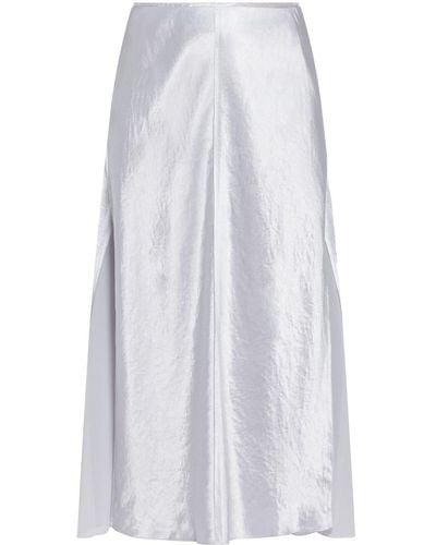 Vince Metallic High-waist Midi Skirt - White