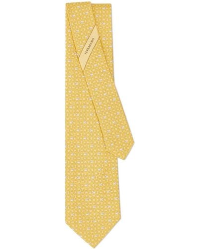 Ferragamo Puzzle-print Silk Tie - Yellow
