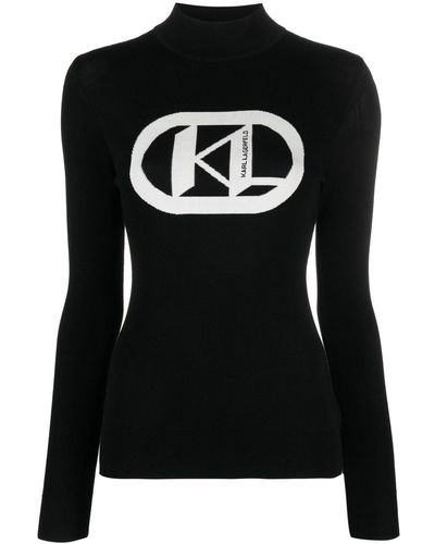 Karl Lagerfeld Pullover mit Logo-Print - Schwarz