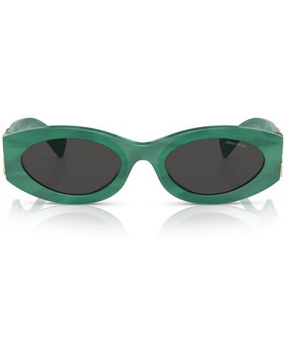 Miu Miu Glimpse Oval-frame Sunglasses - Green