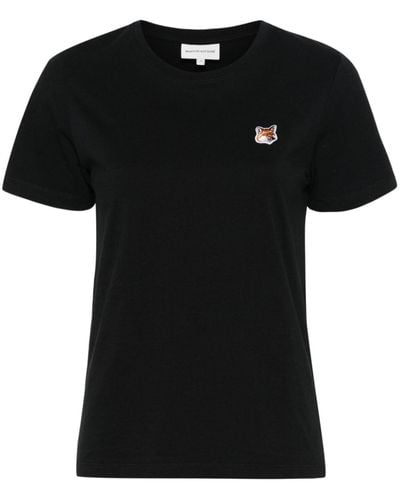 Maison Kitsuné T-shirt Met Vos-applicatie - Zwart