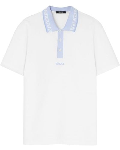 Versace Embroidered Logo Polo Shirt - White