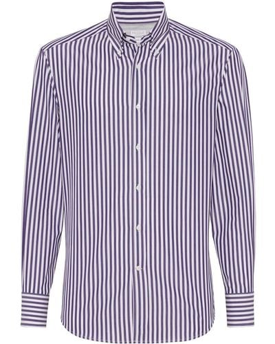 Brunello Cucinelli Stripe-printed Cotton Shirt - Purple