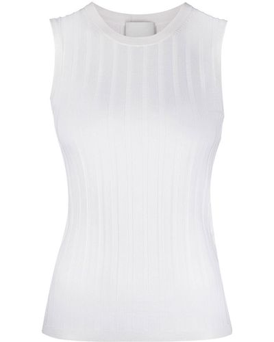 Allude Ribbed-knit Sleeveless Top - White