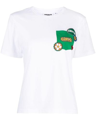 Chocoolate Camiseta con parche del logo - Blanco