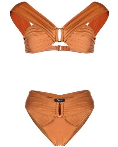 Noire Swimwear Set bikini con fibbia - Arancione
