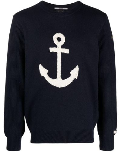 Paul & Shark Logo-embroidered Crew-neck Sweater - Blue