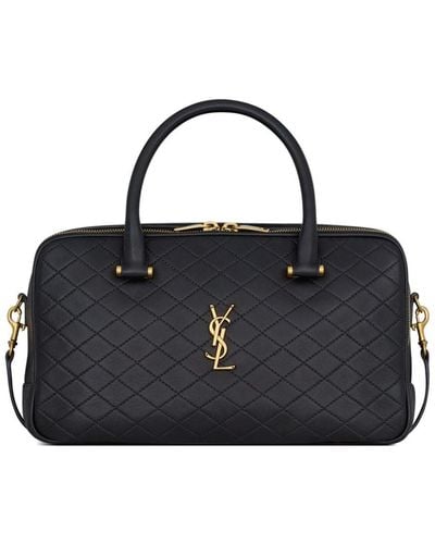 Saint Laurent Lyia Quilted Leather Duffle Bag - Black
