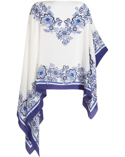 Etro Poncho con motivo floral - Azul