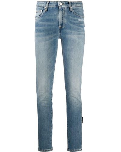 Off-White c/o Virgil Abloh Skinny-Jeans mit Patch - Blau