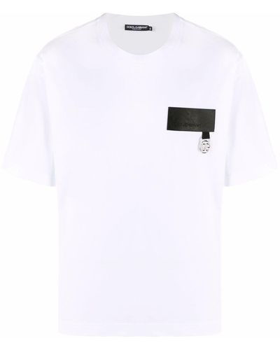 Dolce & Gabbana T-Shirt mit Logo-Patch - Weiß